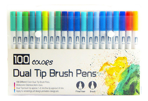 100 Bolígrafos De Doble Punta, Colores Brillantes Para
