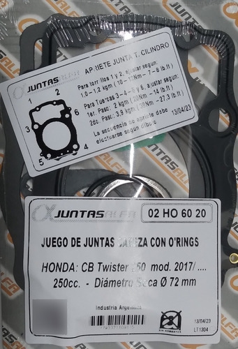 Junta Cabeza Cilindro Honda Cb 250 Twister 2017