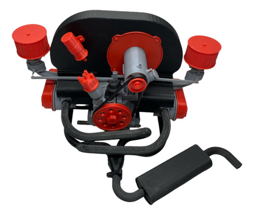 Motor De Vocho Escala 1:4 Impreso 3d Armable Tipo Lego Rojo