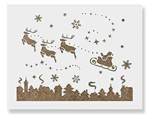 Santa Navidad Eve Plantilla - Reutilizable & Durable Mylar P