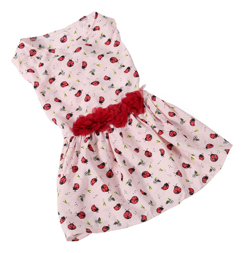 Vestido Para Perro, Bonito Estampado De Mariquita Y Hierba,