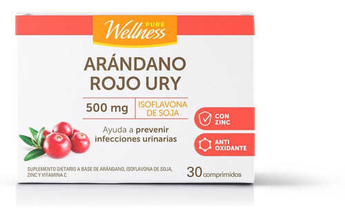 Suplemento Pure Wellness Arándano Rojo Ury Isoflavona 30 U