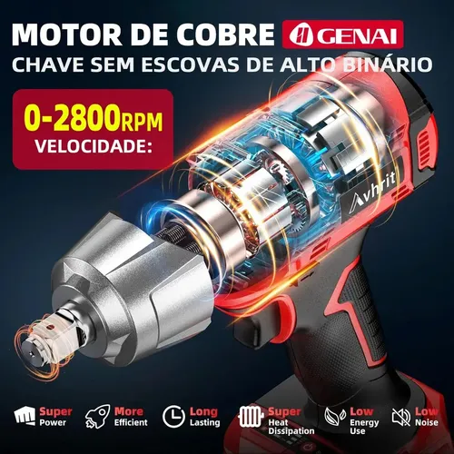 Parafusadeira/furadeira Impacto Solta Pneu Camiao 1000nm 68v