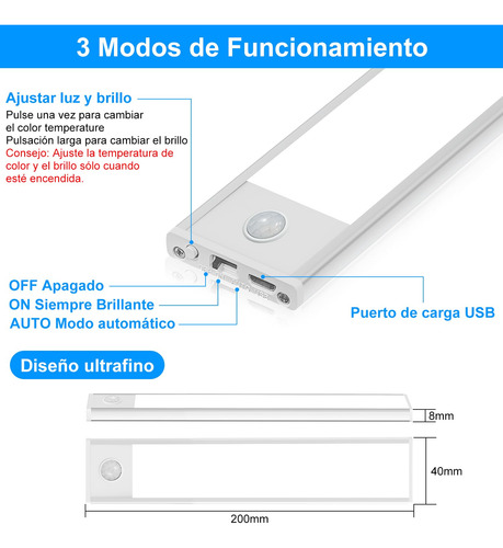 Sunsign Led Luz Con Sensor De Movimiento Paquete De 2, 80