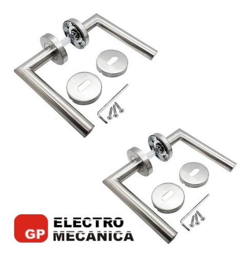 Imagen 2 de 9 de Manija Recta Doble Balancin Acero Inox X 2 Picaporte Bocalla