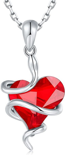 Ejalen Collar De Serpiente De Cristal Rojo De Corazón 