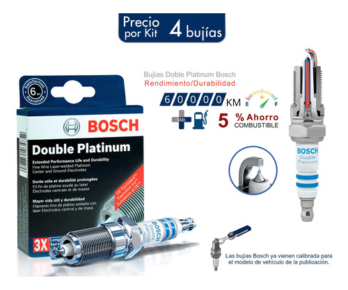 Bujía Bosch Doble Platino Fq5npp332s / 0241245673 (jgo 4 Pz)