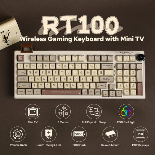 Teclado Mecánico Epomaker Rt100 Retro, Bt 5.0 / Usb-c