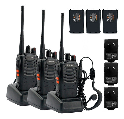 Handy Gadnic WK99U Kit x3 5w 16CH UHF Hasta 10km + Manos Libres