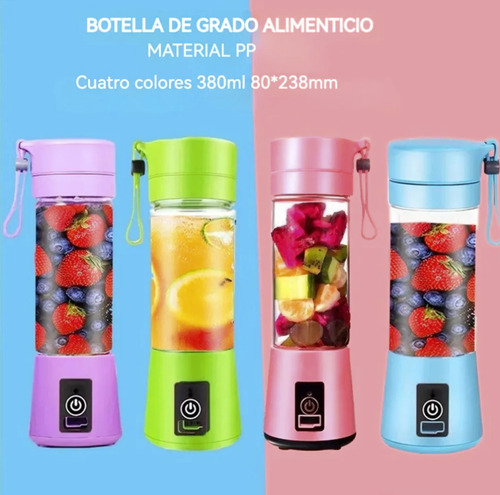 Mini Vaso Licuadora Procesadora Portatil Usb Recargable Rosa