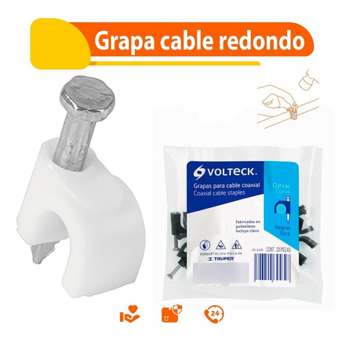 Grapa Curva 5 Mm Blanca, Bolsa 20 Piezas, Volteck 48271