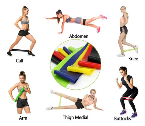 5 Bandas Ligas Elásticas Resistencia Ejercicios Yoga Gym