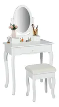 Comprar Conjunto Mesa Tocadores Espejo Oval 3 Cajones Taburete Blanc