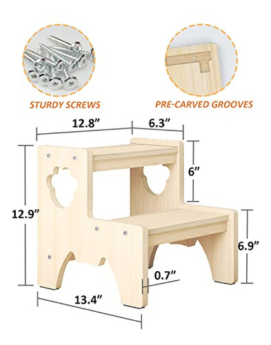 ~ ? Taburete De Madera Para Niños Pequeños, Taburete De Dos