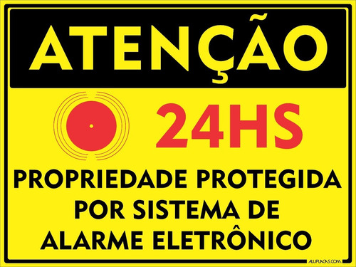 9 Placas Atenção 24 Hs Propriedade Protegida 20x15cm Alumí