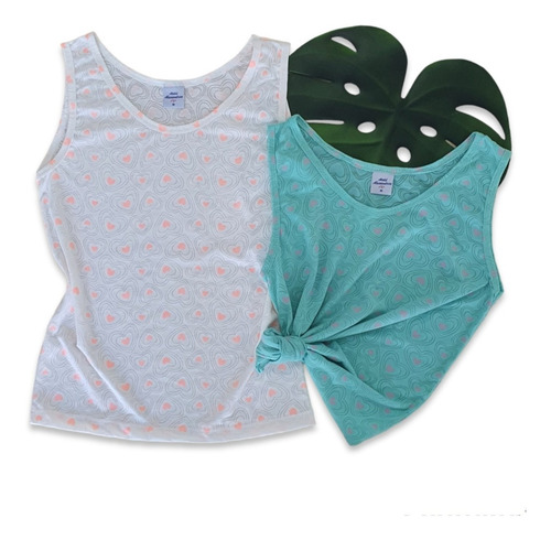 Kit 5 Regata Moda Feminina Básica Estampada Malha