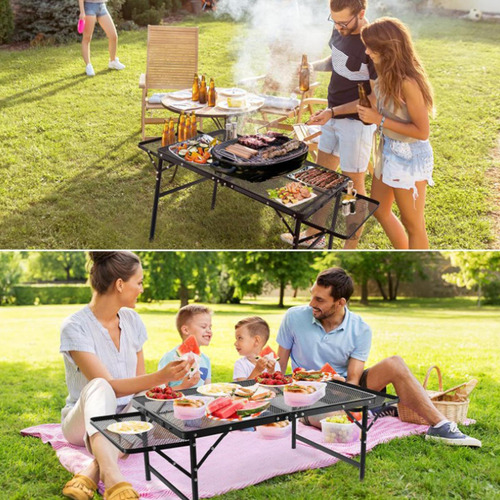Mesa De Parrilla Plegable De Malla Para Escritorio, Asa De