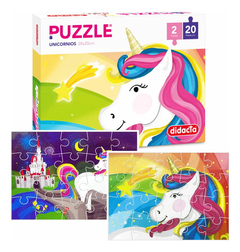 Puzzle Unicornio 2 Puzzles De 20 Pzas Didacta Original. Mpuy