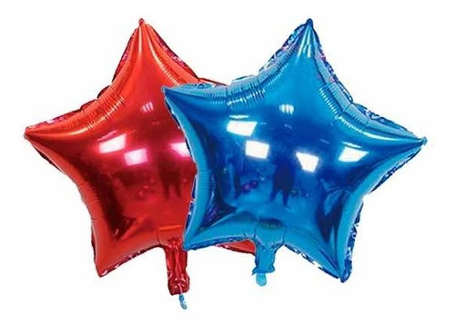 Pack 10 Globos Metálicos 45 Cm Azul Y Rojo Fiestas Patrias