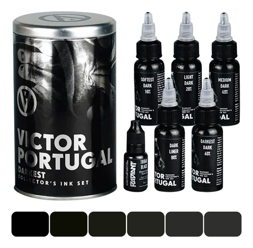 Set Victor Portugal Darkest Radiant 5 Tintas Oscuras 1oz