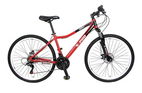 Mountain bike femenina S-Pro Zero 3  2023 R27.5 21v frenos de disco mecánico cambios Shimano Tourney TX50 color rojo con pie de apoyo