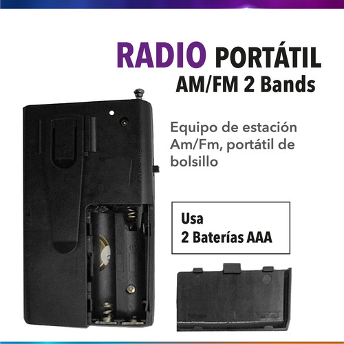 Imagen 3 de 6 de Radio Portatil Am Fm Parlante Con Entrada Aux Con Pilas