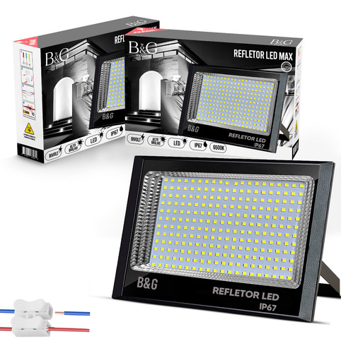 Kit 2 Refletor Holofote 400w Super Led Ip67 Prova D´agua Cor Da Carcaça Preto Cor Da Luz Branco Frio 6500k 127/220v