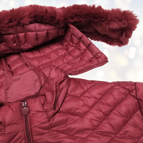 Campera Talla Grande Inflable Larga Piel Capucha Desmontable