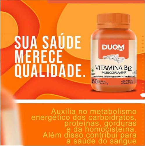 Kit 4x Vitamina B12 Cianocobalamina 4x60 Cápsulas Duom