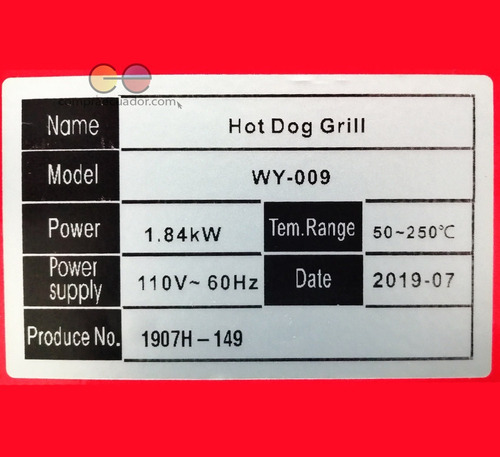 Verly Máquina Comercial De Hot Dogs 9 Rodillos 1500 W 110v