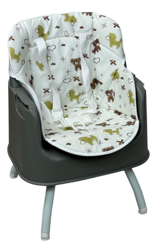 Silla Alta Con Periquera Para Bebe Con Bandeja Y Convertible Color Gris Animales