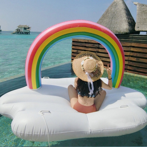 Inflable Colchoneta Nube Arcoiris Gigante Para Pileta+cuotas