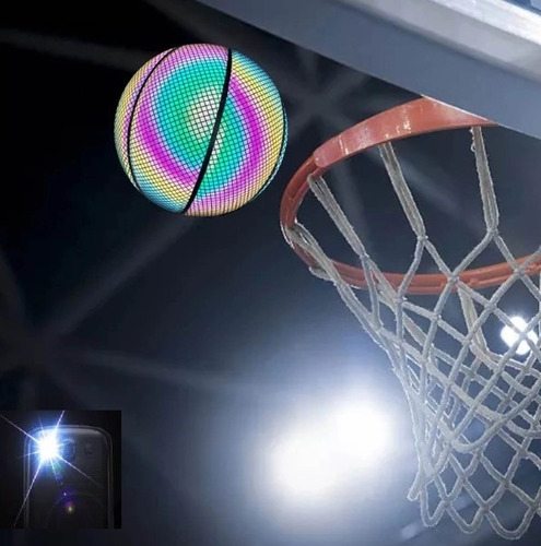 Imagen 3 de 10 de Balón Basketball Holográfico Reflectante Cámara Deportes