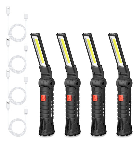 4 Pcs Led Work Light Cob Luzes De Trabalho Recarregáveis