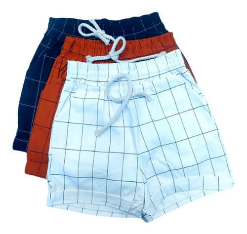 Imagem 4 de 4 de Kit 6 Shorts Xadres Bengaline Risca Giz Cordão Tendencia Mo