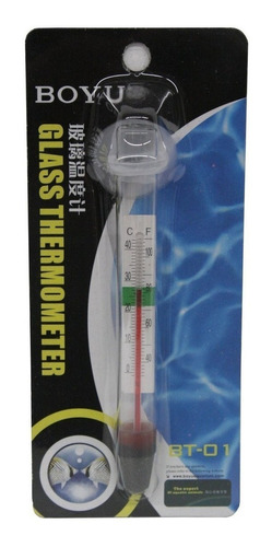 Termometro Boyu De Vidro Bt-01 Com Ventosa Aquario Cor Branco