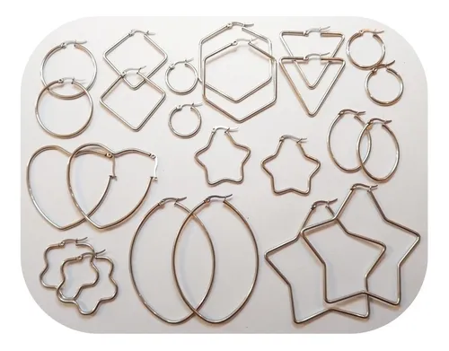 100 Pares Aros Argolla Formas Acero X Mayor Env o Gratis
