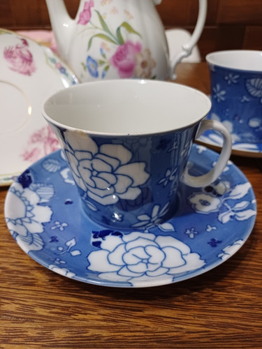 Taza De Té De Porcelana Marly Blue Garden Con Detalle