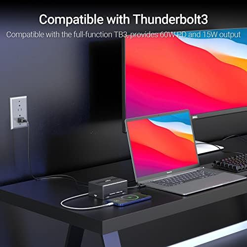 Gan Thunderbolt 3 Dock, Jeyi 8-in-1 Dual Thunderbolt 3 Docki
