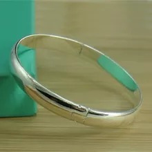 Brazalete De Plata Esterlina 925 Para Mujer, Pulsera Sólida