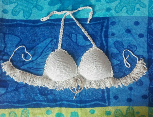 Bikini (top)tejidos A Crochet En Crema Y Camello Oscuro