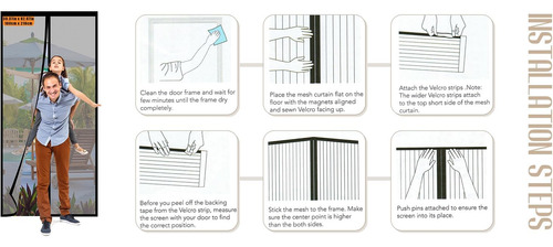 Puerta Mosquitera Magnética, 39 X 83 Pulgadas, Fibra De Vidr