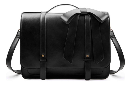 Ecosusi Maletín Bow Removible Laptop De 14.7 Cuero Vegano Color Negro Tamaño De La Pantalla 14.7