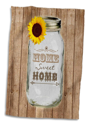 3d Rose Country Rustic Mason Jar Con Girasol Sweet Home Toal