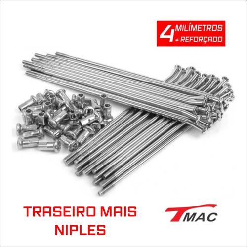 Imagem 2 de 6 de Jogo De Raios Traseiro Xtz 250 Lander Tenere 250 Cromado 4mm