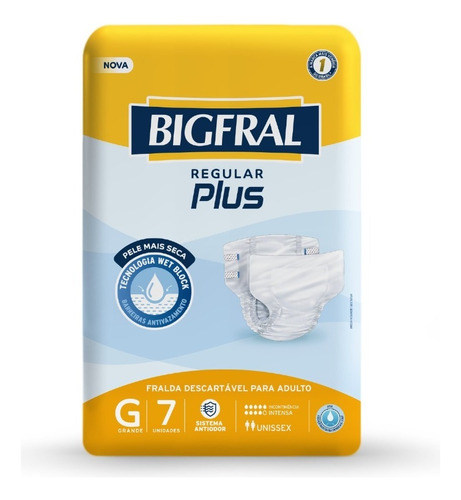 Fralda Bigfral Regular Plus Tamanho G - 7 Unidades