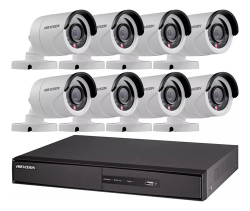 Kit Seguridad Hikvision Dvr 8+ 8 Camaras 2mp 1080p Ext Ip 66