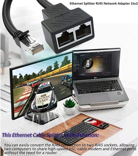 Rj45 Network Ethernet Splitter 1 2 Adaptador De Cable Mac...