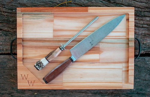 Cuchilla Para Asado Con Hacha Y Chaira Artesanales.