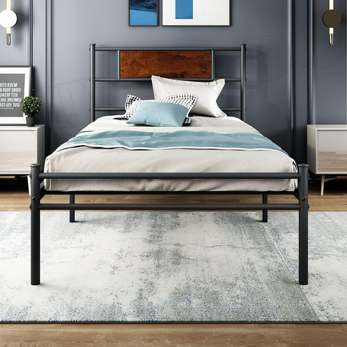 Base De Cama Metal Soporte Recamara Individual Con Cabecero
